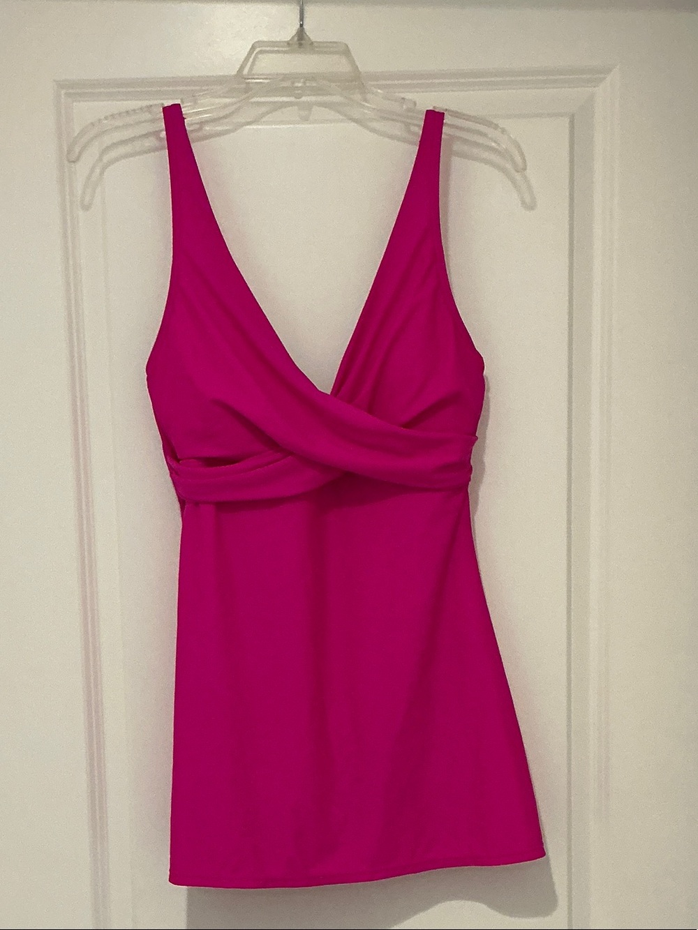 V-Neck Hot Pink  One-Piece Swimdress